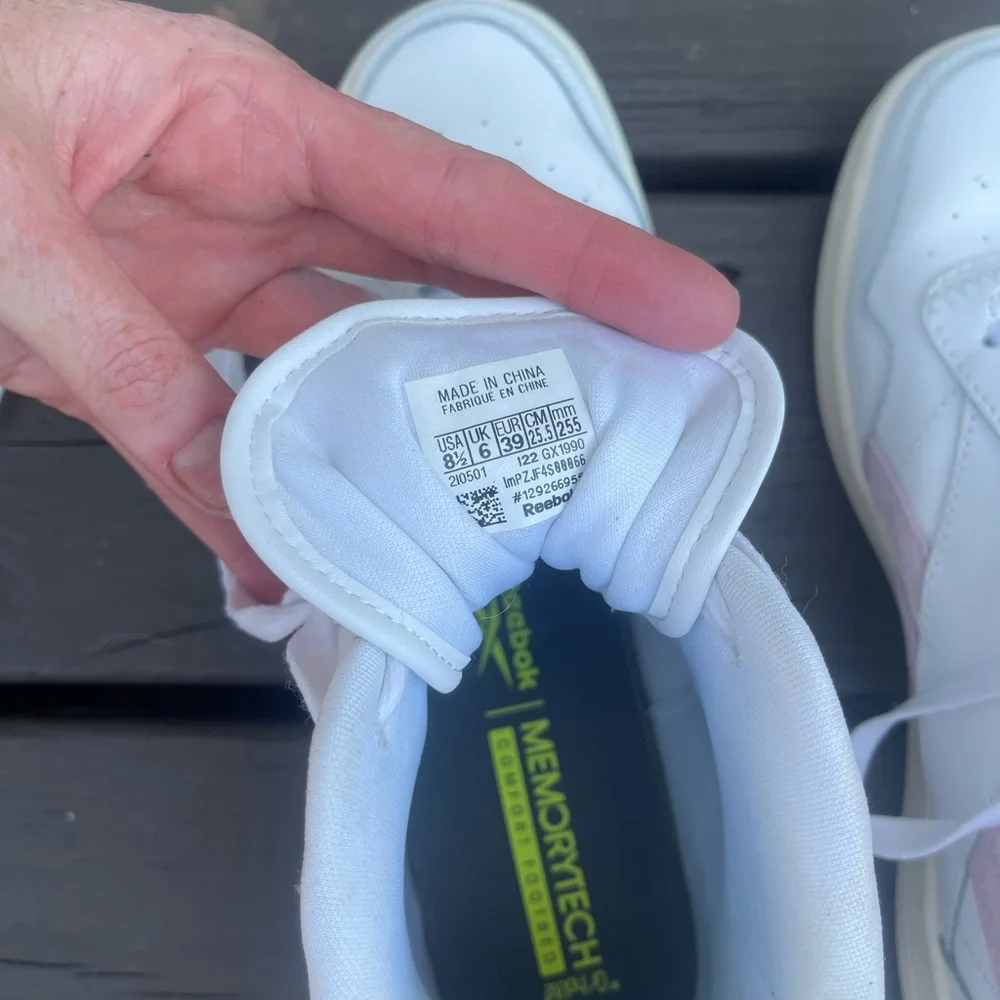 Reebok White and Pink High-Top Sneakers - Picture 7 of 7